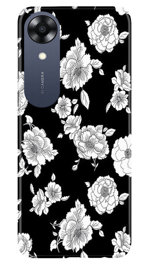White flowers Black Background Mobile Back Case for Oppo A17K (Design - 9) White flowers Black Background Case for Oppo A17K