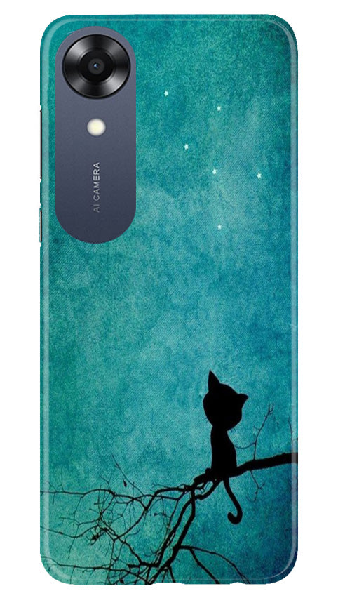 Moon cat Mobile Back Case for Oppo A17K (Design - 70) Moon cat Case for Oppo A17K