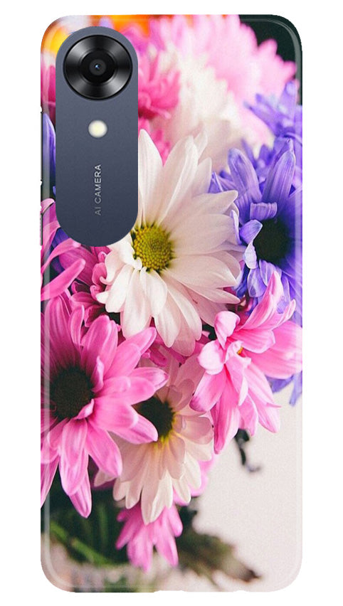 Coloful Daisy Mobile Back Case for Oppo A17K (Design - 73) Coloful Daisy Case for Oppo A17K