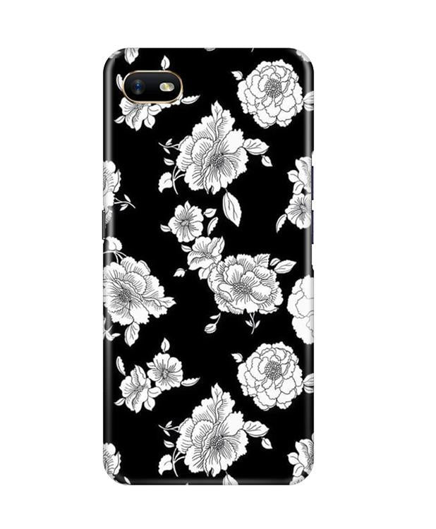 White flowers Black Background Mobile Back Case for Oppo A1K (Design - 9) White flowers Black Background Case for Oppo A1K