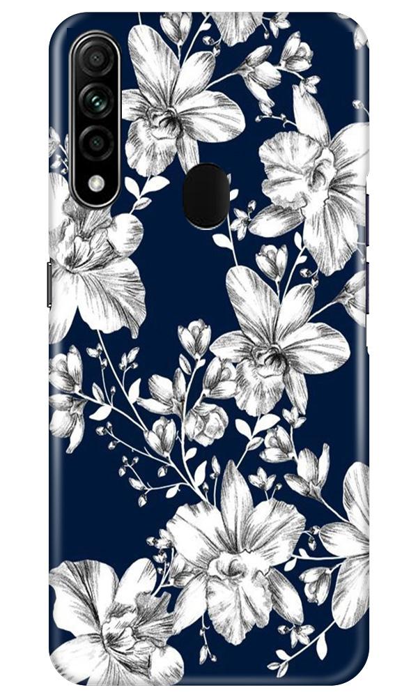 White flowers Blue Background Mobile Back Case for Oppo A31 (Design - 14) White flowers Blue Background Case for Oppo A31