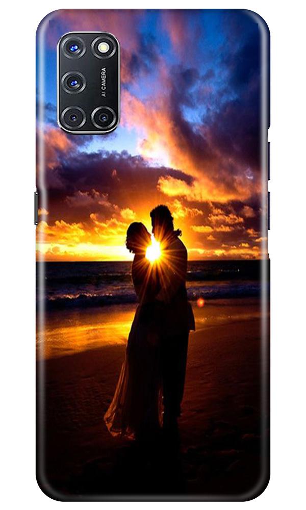Couple Sea shore Mobile Back Case for Oppo A52 (Design - 13) Couple Sea shore Case for Oppo A52