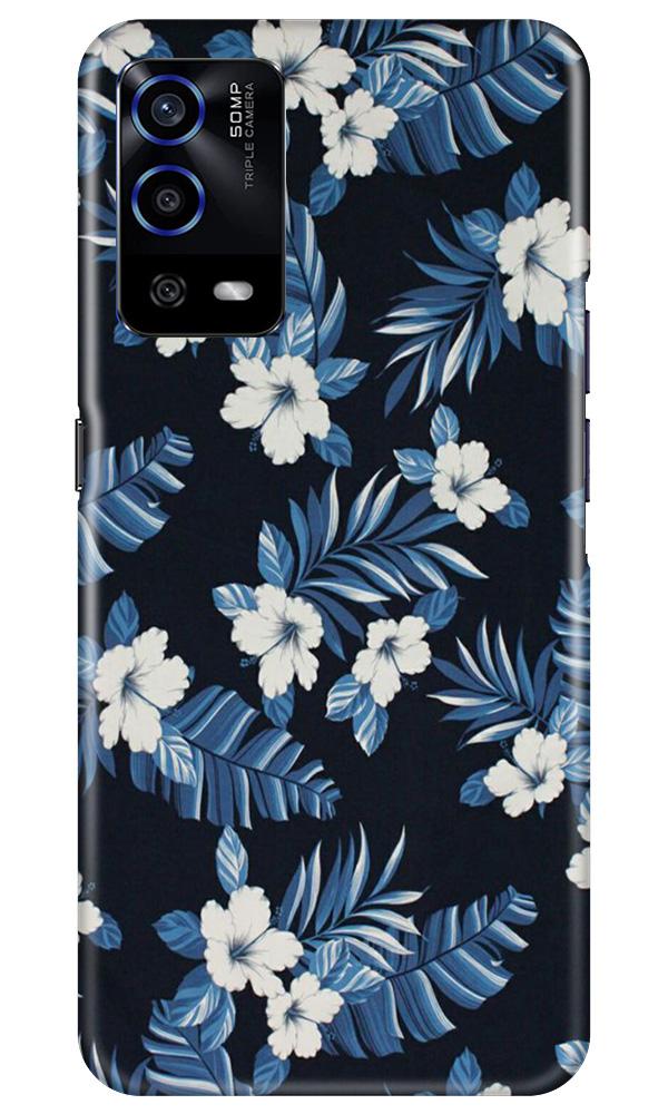 White flowers Blue Background2 Mobile Back Case for Oppo A55 (Design - 15) White flowers Blue Background2 Case for Oppo A55