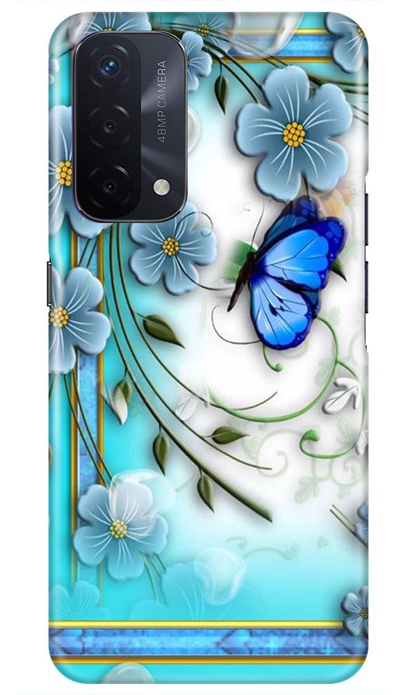 Blue Butterfly Mobile Back Case for Oppo A74 5G (Design - 21) Blue Butterfly Case for Oppo A74 5G