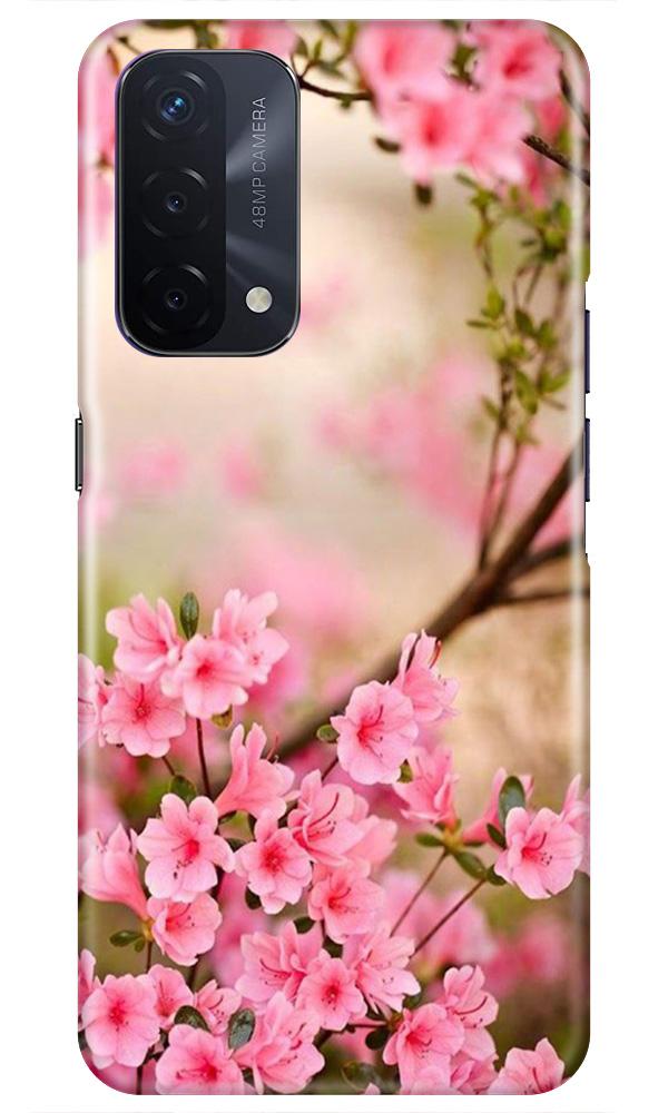 Pink flowers Mobile Back Case for Oppo A74 5G (Design - 69) Pink flowers Case for Oppo A74 5G