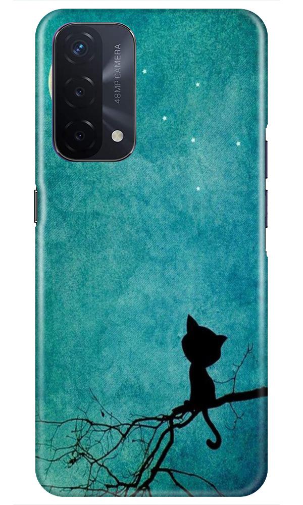 Moon cat Mobile Back Case for Oppo A74 5G (Design - 70) Moon cat Case for Oppo A74 5G