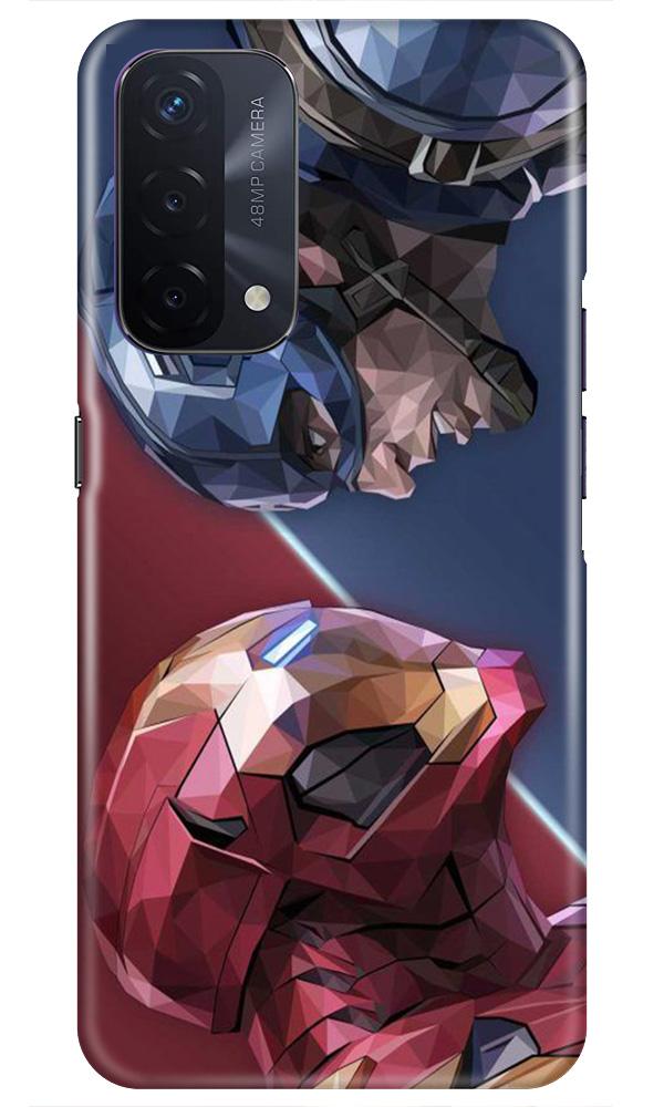 Ironman Captain America Mobile Back Case for Oppo A74 5G (Design - 245) Ironman Captain America Case for Oppo A74 5G (Design No. 245)