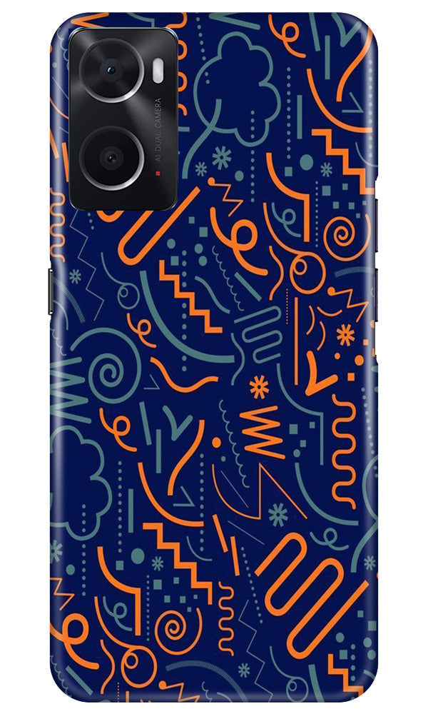 Line Art Baground Mobile Back Case for Oppo A96 (Design - 26) Line Art Baground Case for Oppo A96