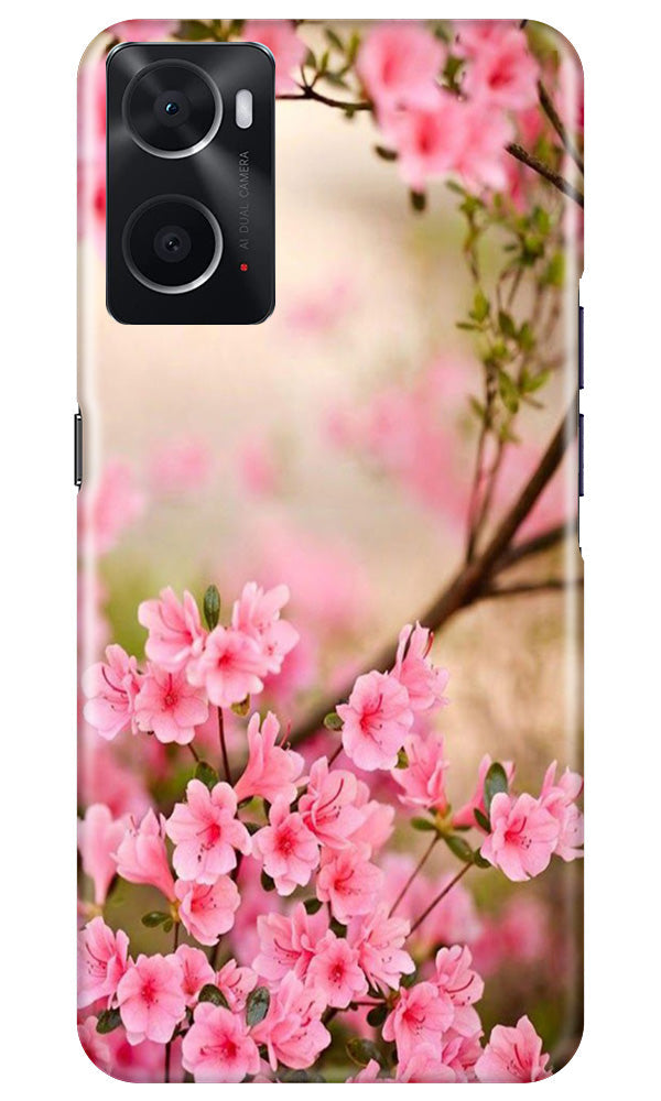 Pink flowers Mobile Back Case for Oppo A96 (Design - 69) Pink flowers Case for Oppo A96