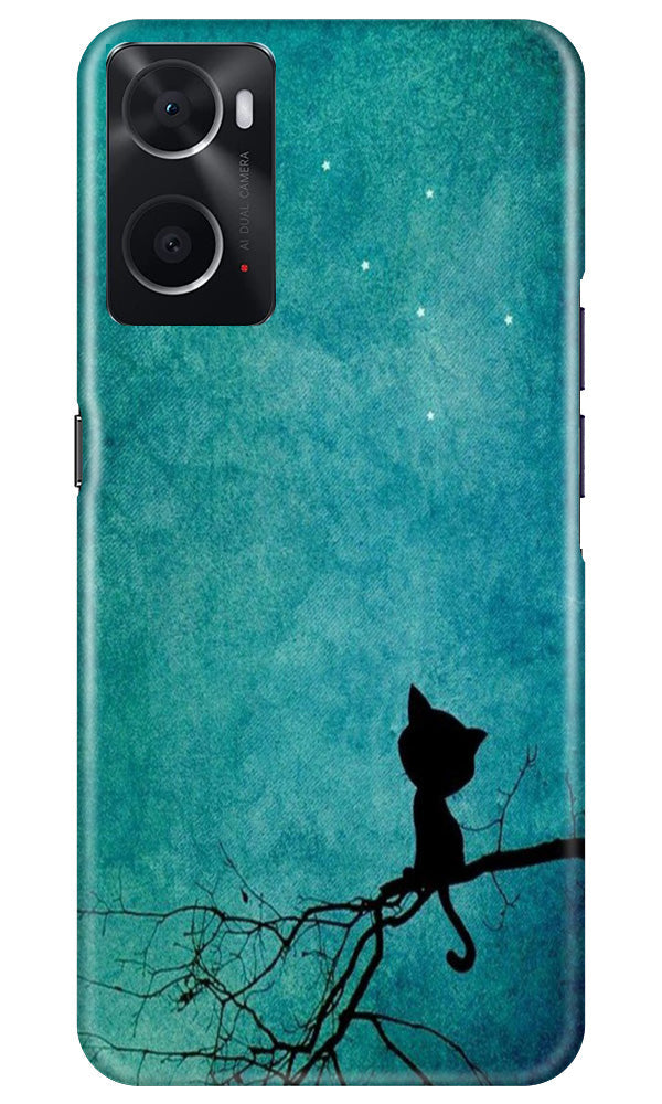 Moon cat Mobile Back Case for Oppo A96 (Design - 70) Moon cat Case for Oppo A96