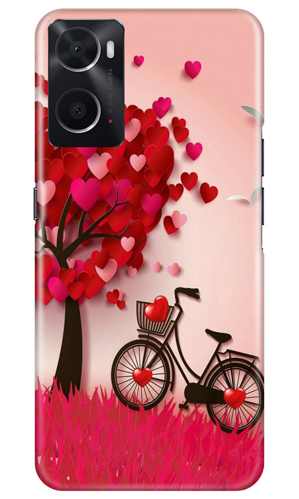 Red Heart Cycle Mobile Back Case for Oppo A96 (Design - 191) Red Heart Cycle Case for Oppo A96 (Design No. 191)