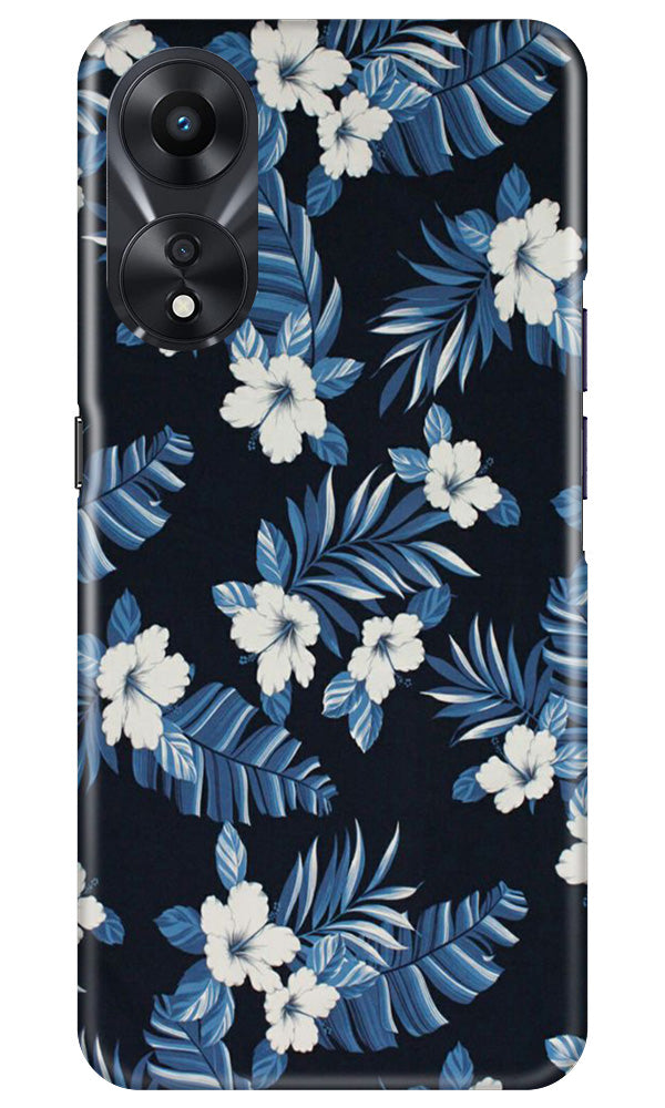 White flowers Blue Background2 Mobile Back Case for Oppo A78 5G (Design - 15) White flowers Blue Background2 Case for Oppo A78 5G