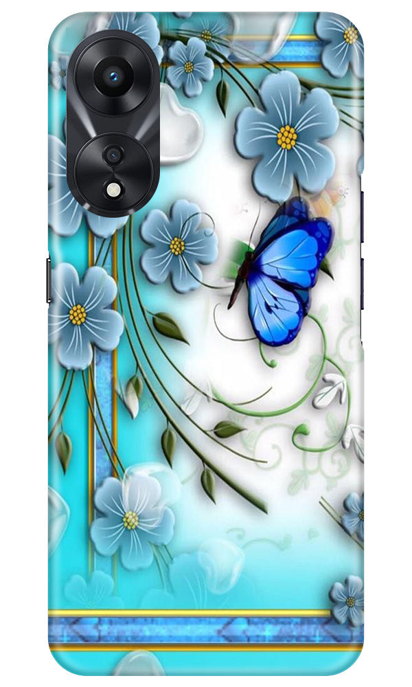 Blue Butterfly Mobile Back Case for Oppo A78 5G (Design - 21) Blue Butterfly Case for Oppo A78 5G