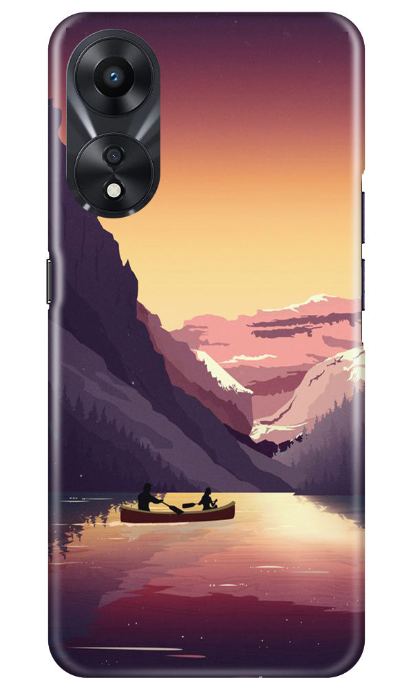 Mountains Boat Mobile Back Case for Oppo A78 5G (Design - 150) Mountains Boat Case for Oppo A78 5G (Design - 150)