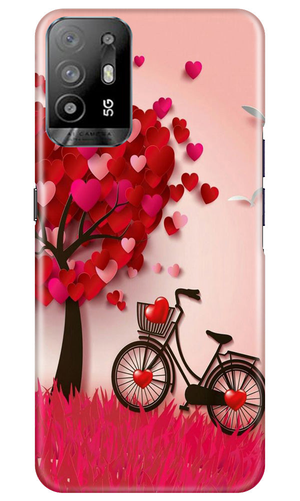 Red Heart Cycle Mobile Back Case for Oppo A94 (Design - 191) Red Heart Cycle Case for Oppo A94 (Design No. 191)