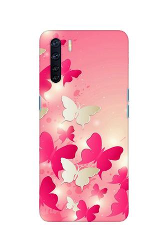 White Pick Butterflies Mobile Back Case for Oppo F15 (Design - 28) White Pick Butterflies Case for Oppo F15