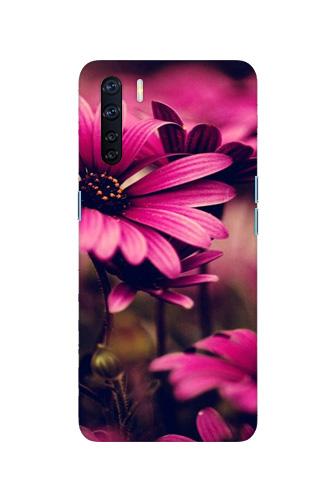 Purple Daisy Mobile Back Case for Oppo F15 (Design - 65) Purple Daisy Case for Oppo F15