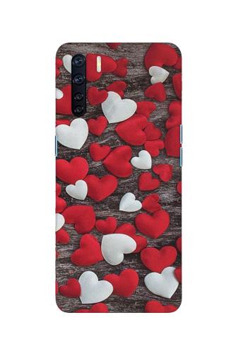 Red White Hearts Mobile Back Case for Oppo F15 (Design - 105) Red White Hearts Case for Oppo F15 (Design - 105)