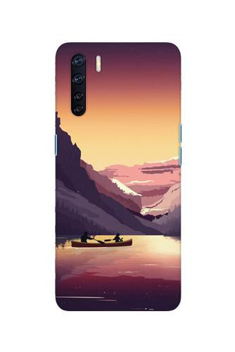 Mountains Boat Mobile Back Case for Oppo F15 (Design - 181) Mountains Boat Case for Oppo F15 (Design - 181)
