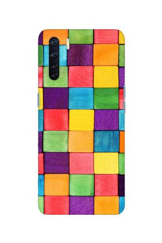 Colorful Square Mobile Back Case for Oppo F15 (Design - 218) Colorful Square Case for Oppo F15 (Design No. 218)