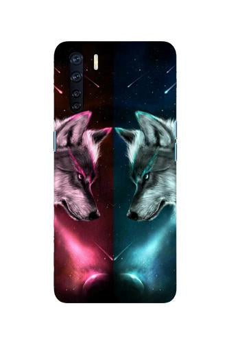 Wolf fight Mobile Back Case for Oppo F15 (Design - 221) Wolf fight Case for Oppo F15 (Design No. 221)