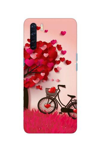 Red Heart Cycle Mobile Back Case for Oppo F15 (Design - 222) Red Heart Cycle Case for Oppo F15 (Design No. 222)