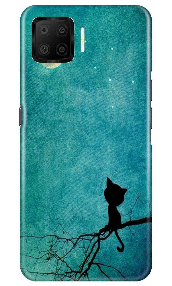 Moon cat Mobile Back Case for Oppo F17 (Design - 70) Moon cat Case for Oppo F17