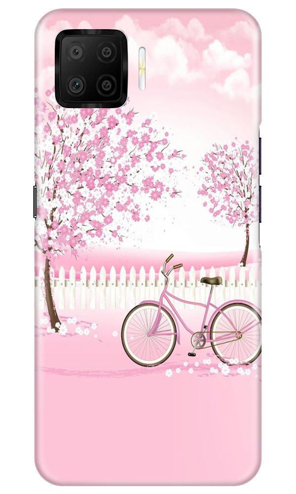 Pink Flowers Cycle Mobile Back Case for Oppo F17 (Design - 102) Pink Flowers Cycle Case for Oppo F17 (Design - 102)