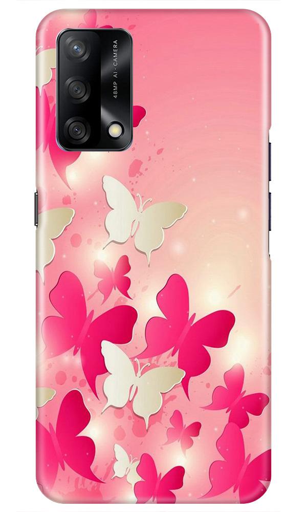 White Pick Butterflies Mobile Back Case for Oppo F19 (Design - 28) White Pick Butterflies Case for Oppo F19