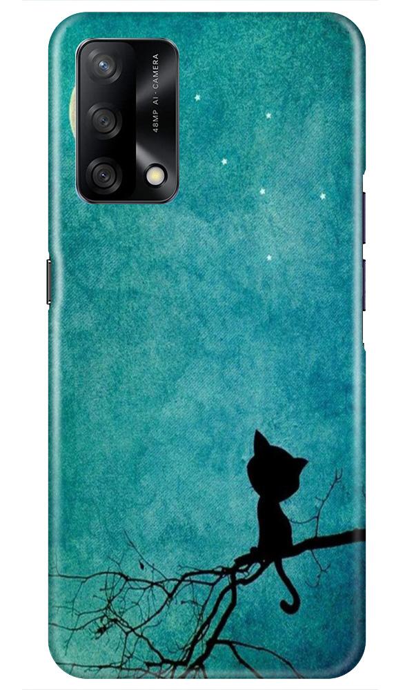Moon cat Mobile Back Case for Oppo F19 (Design - 70) Moon cat Case for Oppo F19