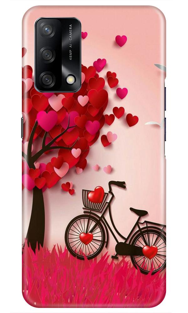 Red Heart Cycle Mobile Back Case for Oppo F19 (Design - 222) Red Heart Cycle Case for Oppo F19 (Design No. 222)