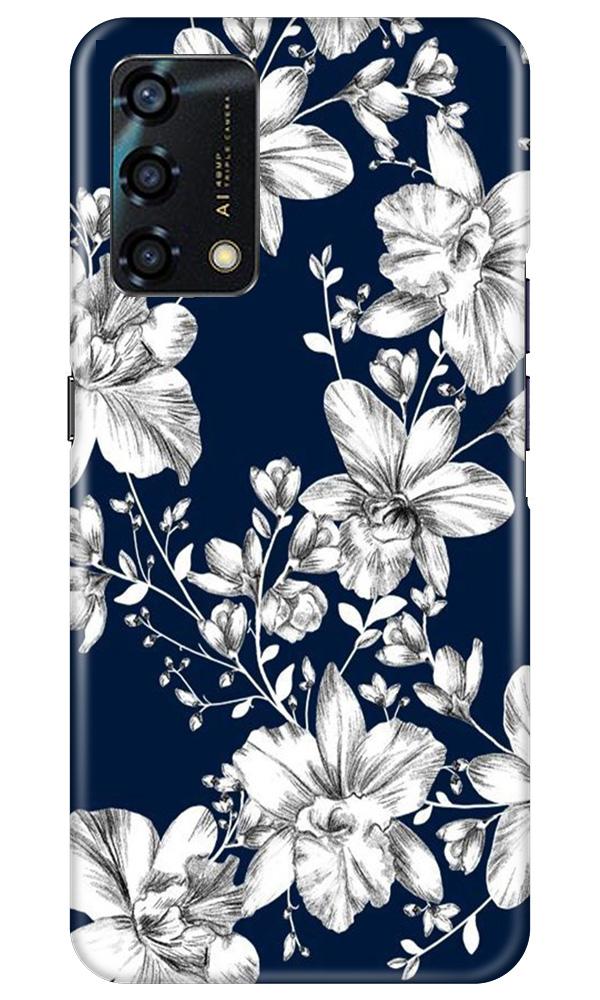 White flowers Blue Background Mobile Back Case for Oppo F19s (Design - 14) White flowers Blue Background Case for Oppo F19s