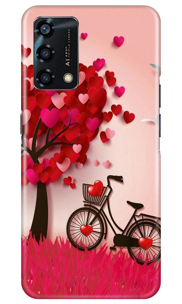 Red Heart Cycle Mobile Back Case for Oppo F19s (Design - 222) Red Heart Cycle Case for Oppo F19s (Design No. 222)