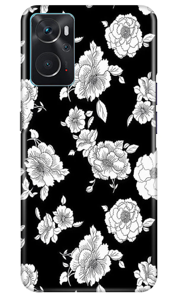 White flowers Black Background Mobile Back Case for Oppo K10 (Design - 9) White flowers Black Background Case for Oppo K10