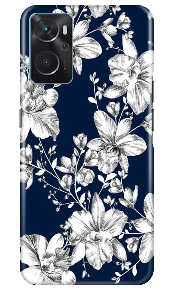 White flowers Blue Background Mobile Back Case for Oppo K10 (Design - 14) White flowers Blue Background Case for Oppo K10