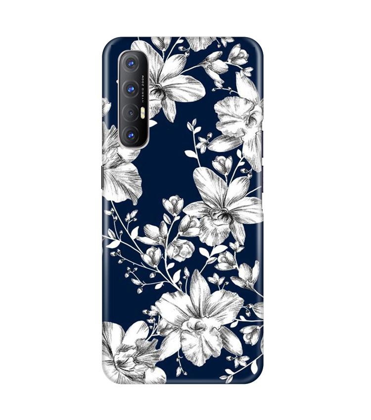 White flowers Blue Background Mobile Back Case for Oppo Reno3 Pro (Design - 14) White flowers Blue Background Case for Oppo Reno3 Pro