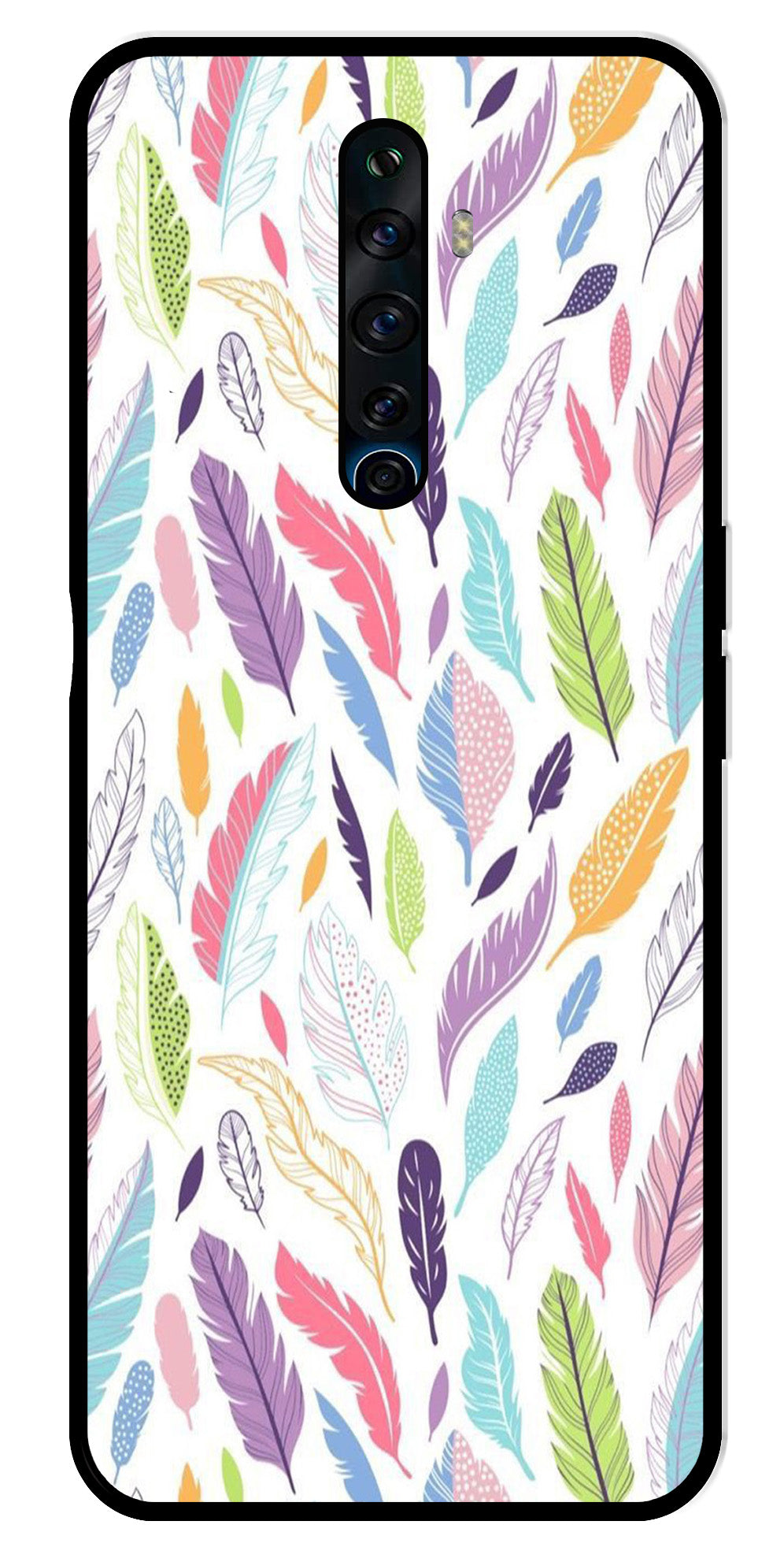 Colorful Feathers Metal Mobile Case for Oppo Reno 2Z Colorful Feathers Metal Mobile Case for Oppo Reno 2Z (Design No -06)