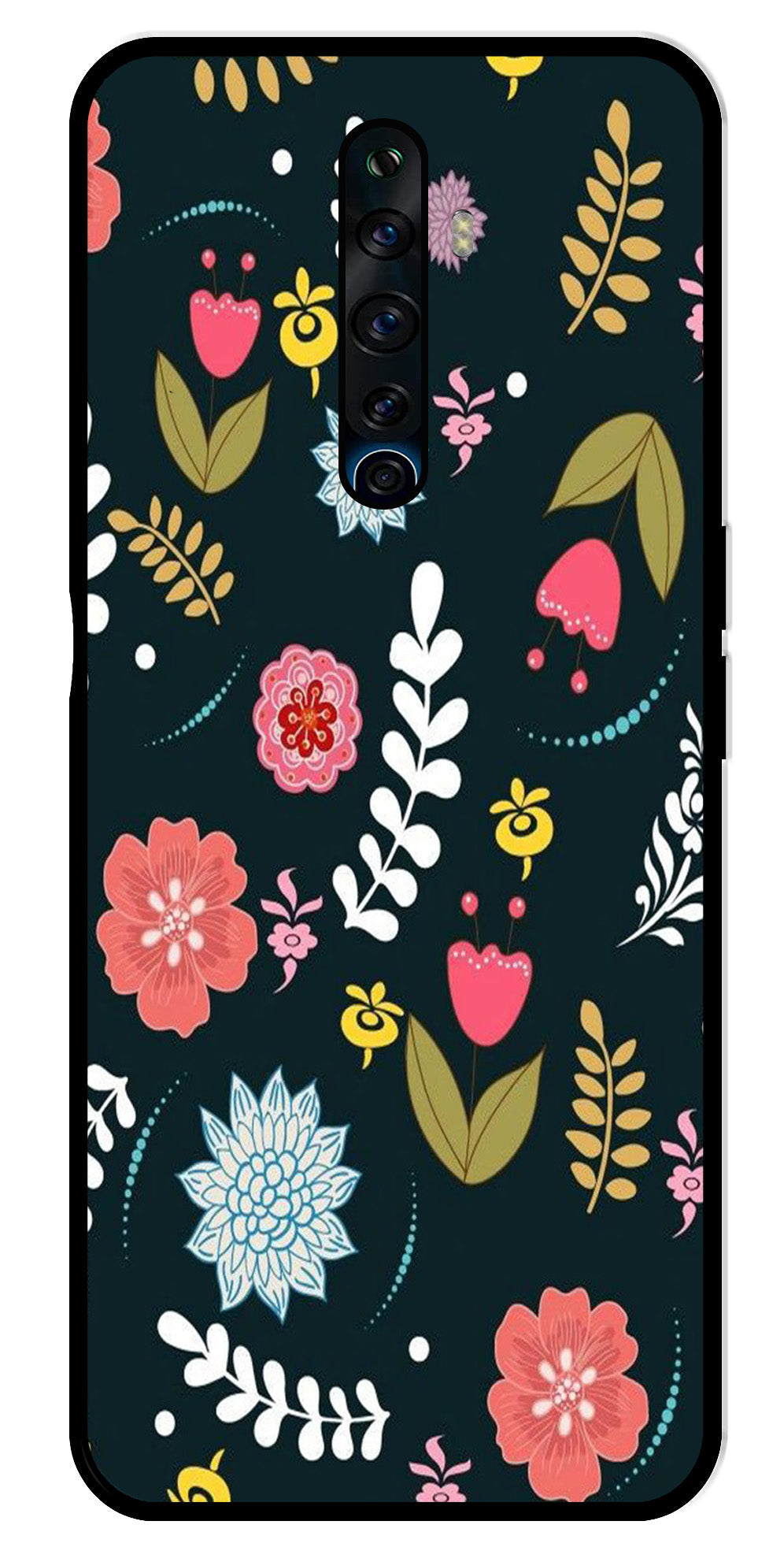 Floral Pattern2 Metal Mobile Case for Oppo Reno 2Z Floral Pattern2 Metal Mobile Case for Oppo Reno 2Z (Design No -12)