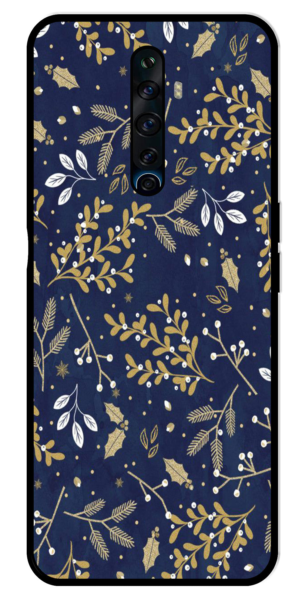 Floral Pattern Metal Mobile Case for Oppo Reno2 F (Design No -52)