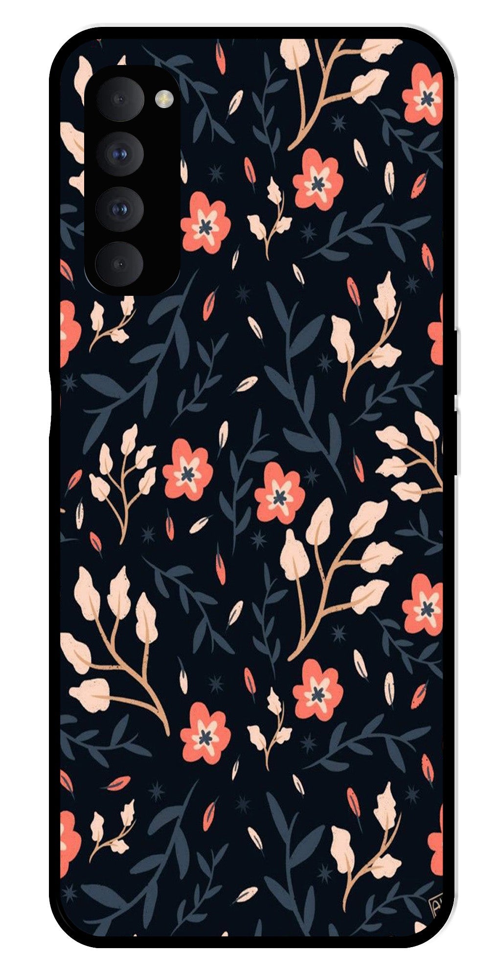 Floral Pattern Metal Mobile Case for Oppo Reno 4 Pro Floral Pattern Metal Mobile Case for Oppo Reno 4 Pro (Design No -10)