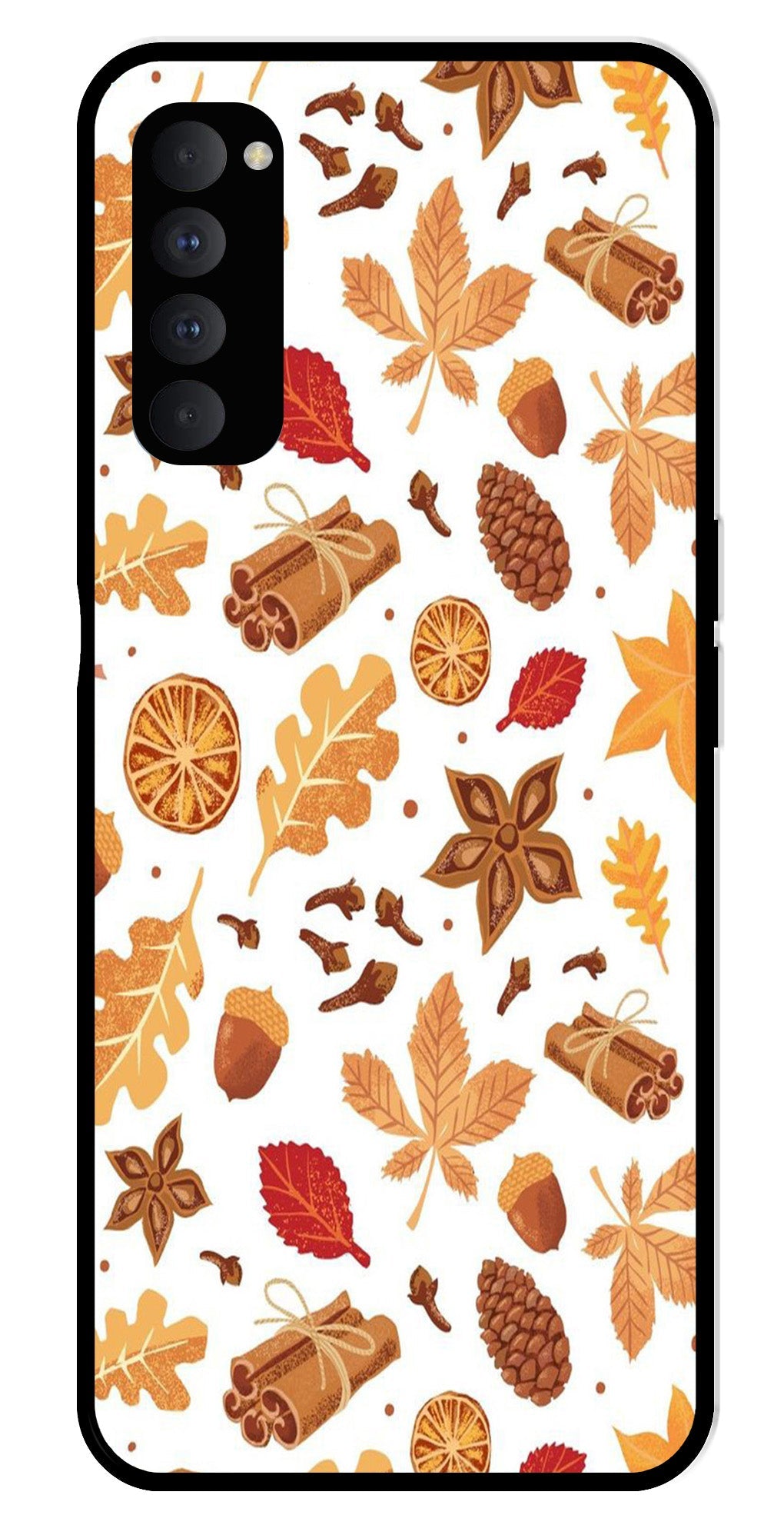 Autumn Leaf Metal Mobile Case for Oppo Reno 4 Pro Autumn Leaf Metal Mobile Case for Oppo Reno 4 Pro (Design No -19)