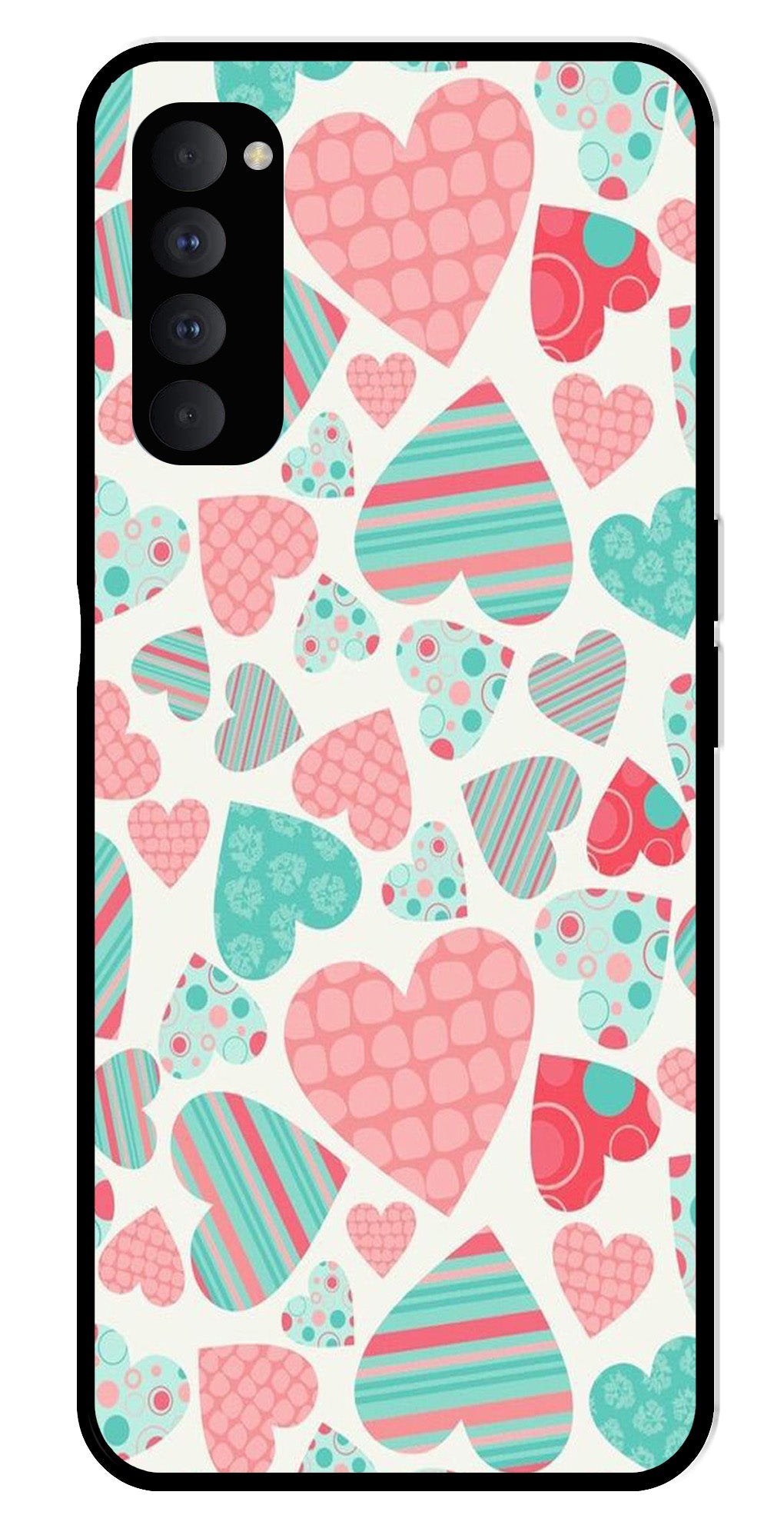 Hearts Pattern Metal Mobile Case for Oppo Reno 4 Pro Hearts Pattern Metal Mobile Case for Oppo Reno 4 Pro (Design No -22)