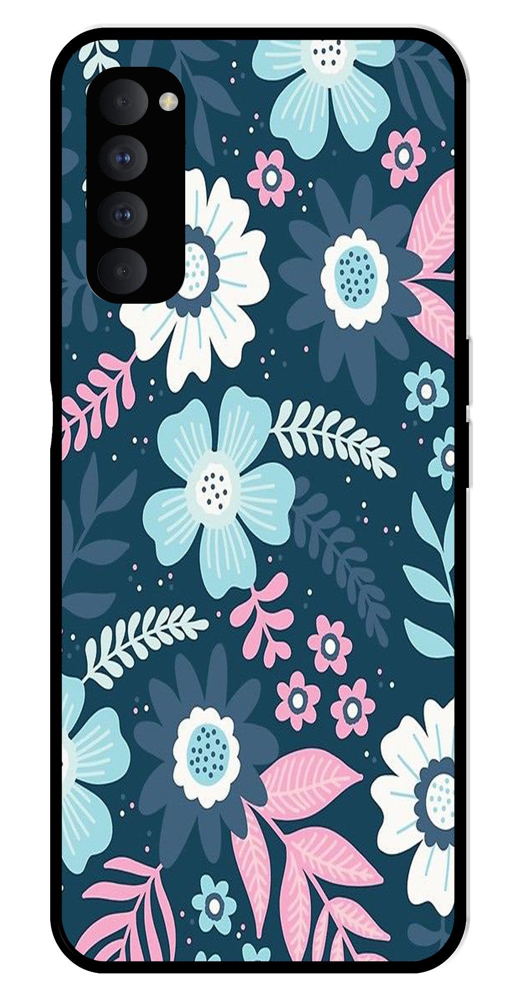 Flower Leaves Design Metal Mobile Case for Oppo Reno 4 Pro Flower Leaves Design Metal Mobile Case for Oppo Reno 4 Pro (Design No -50)