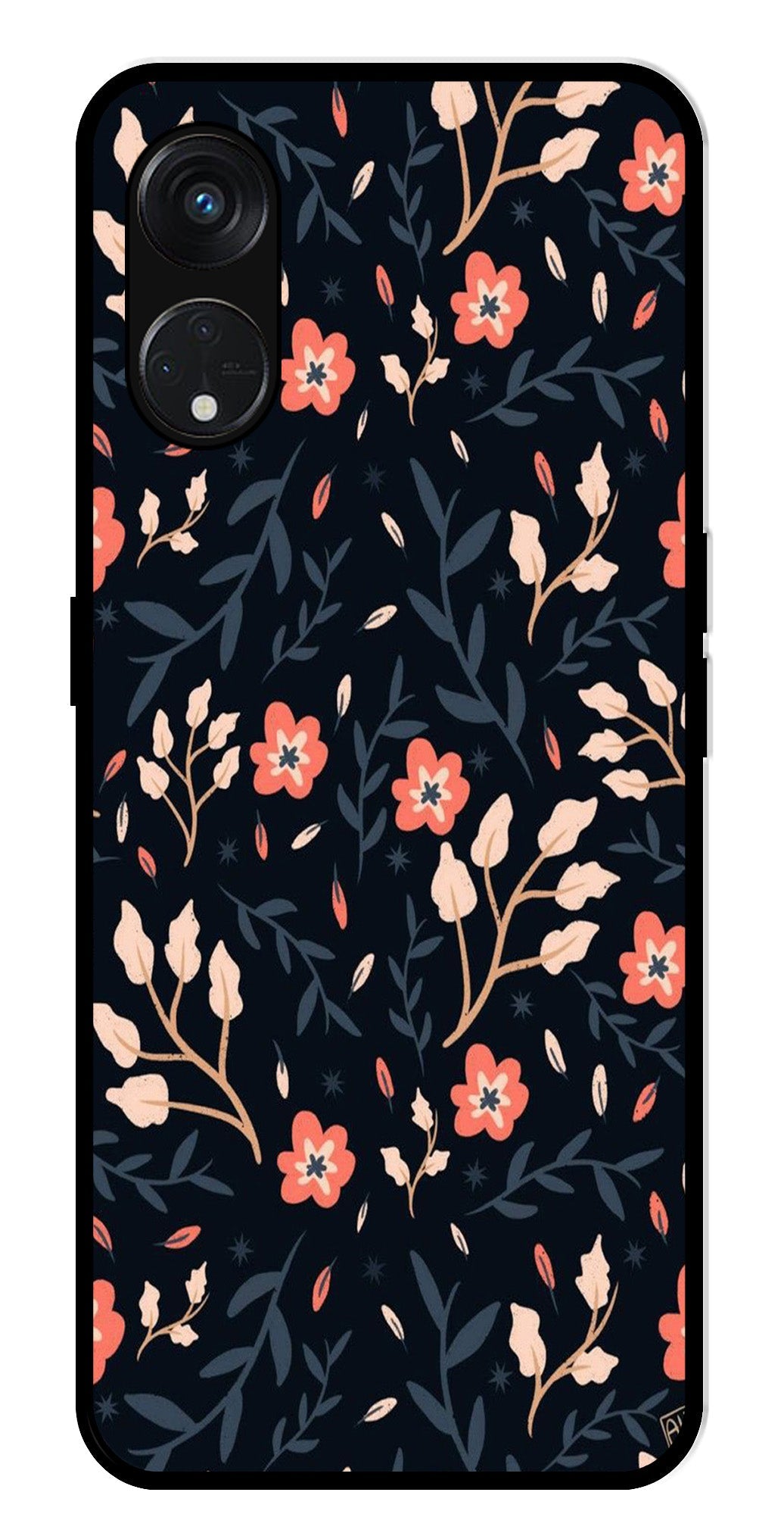 Floral Pattern Metal Mobile Case for Oppo Reno 8T Floral Pattern Metal Mobile Case for Oppo Reno 8T (Design No -10)
