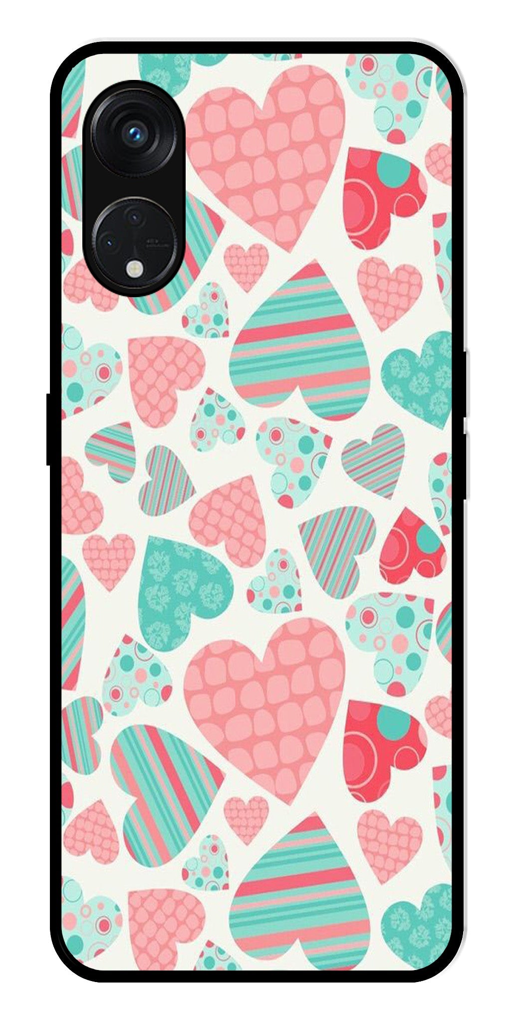 Hearts Pattern Metal Mobile Case for Oppo Reno 8T Hearts Pattern Metal Mobile Case for Oppo Reno 8T (Design No -22)