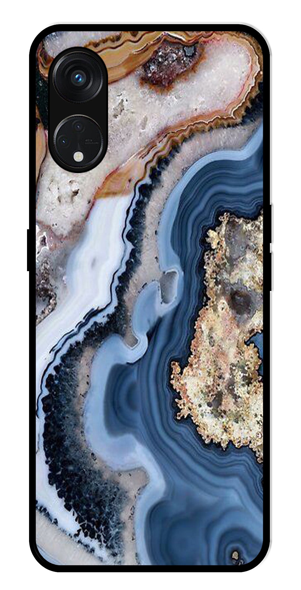 Marble Design Metal Mobile Case for Oppo Reno 8T (Design No -53)