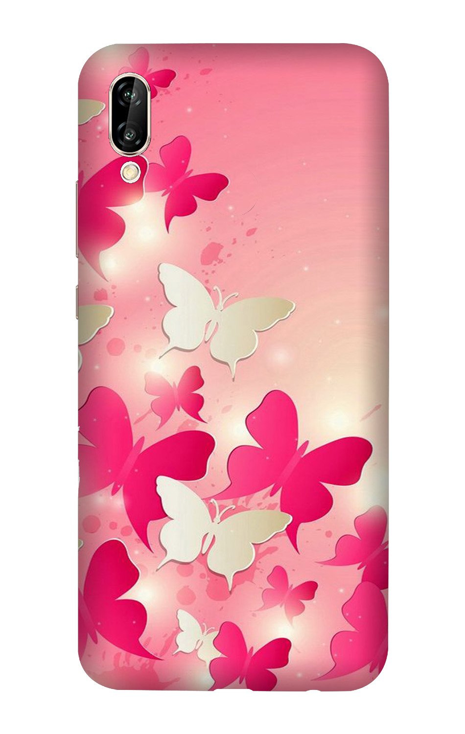 White Pick Butterflies Case for Vivo Y90 White Pick Butterflies Case for Vivo Y90