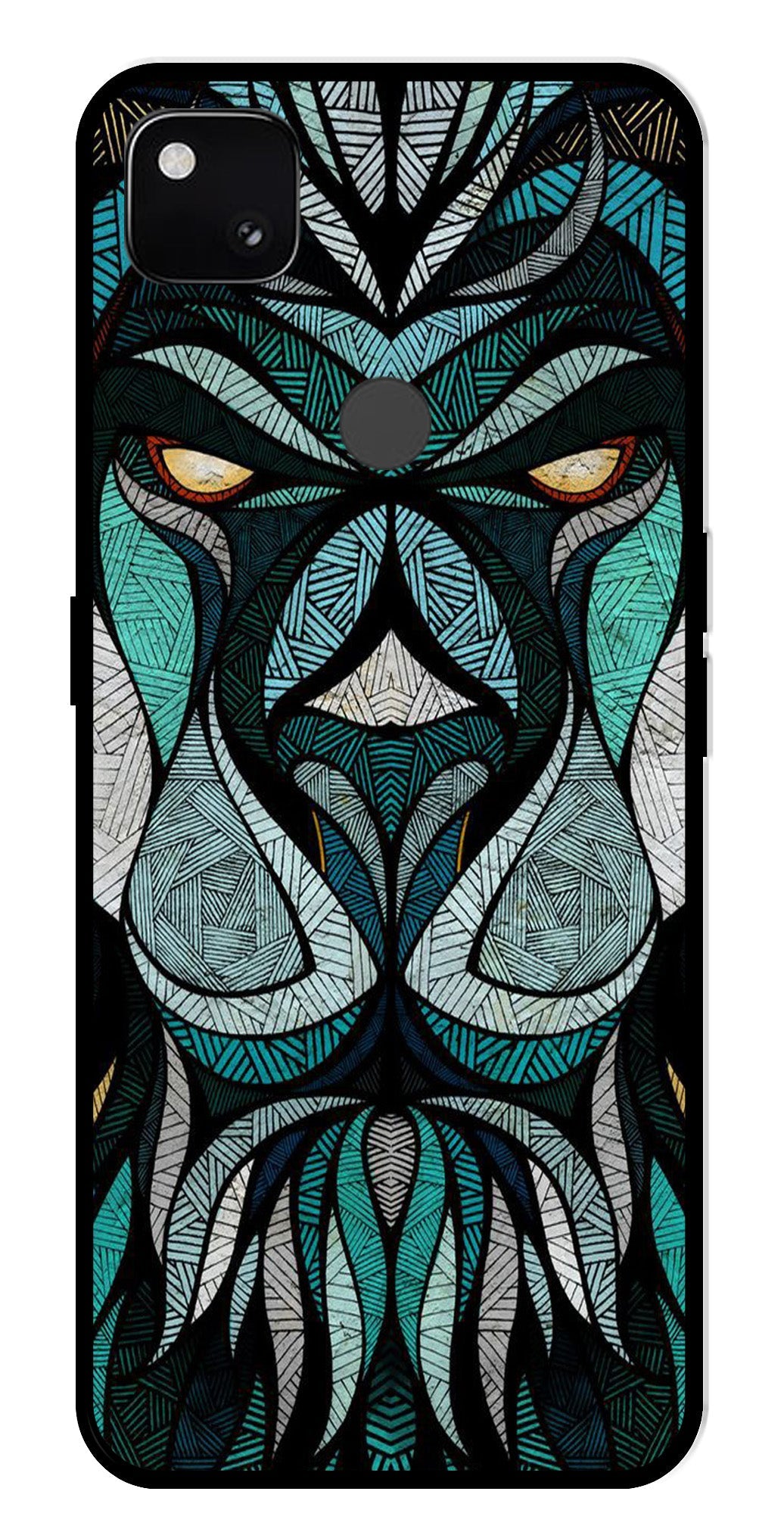 Lion Pattern Metal Mobile Case for Google Pixel 4A Lion Pattern Metal Mobile Case for Google Pixel 4A (Design No -40)