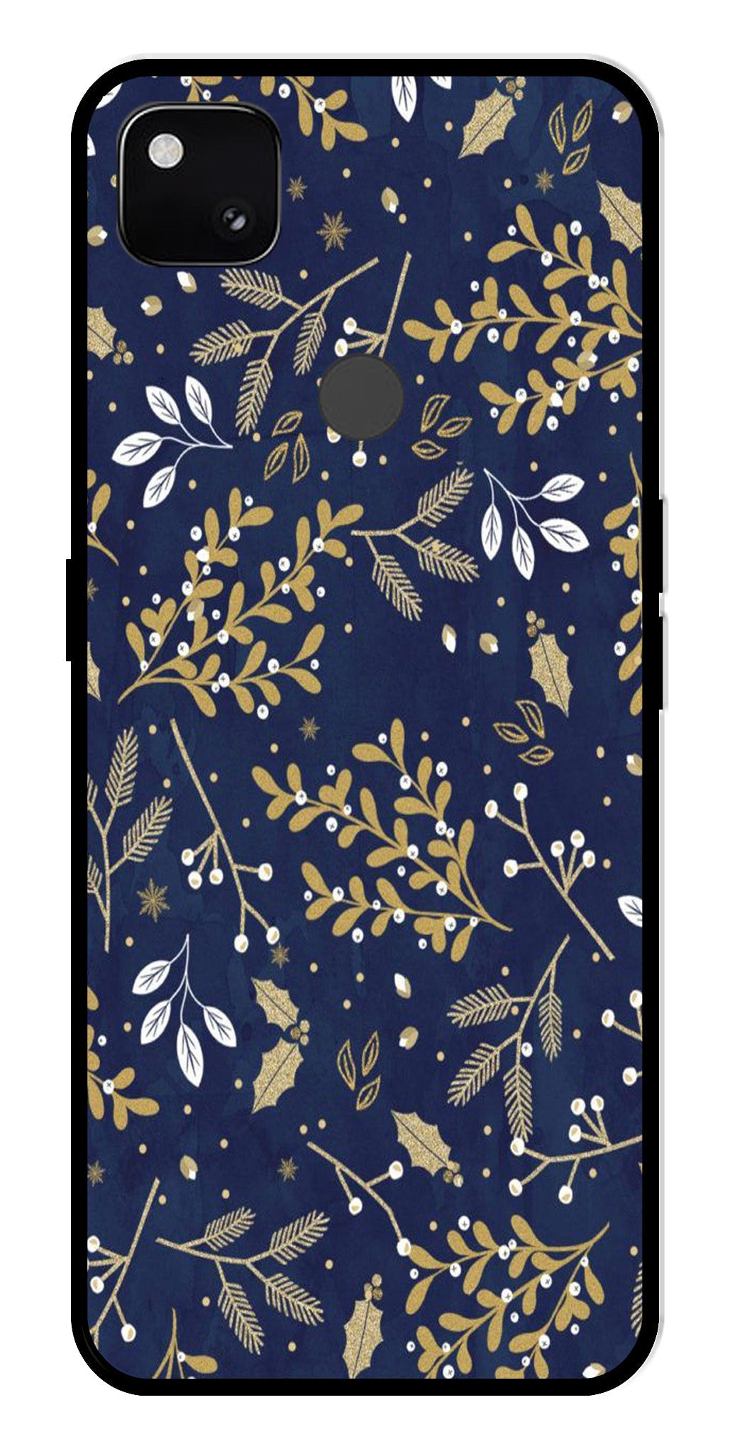 Floral Pattern Metal Mobile Case for Google Pixel 4A Floral Pattern Metal Mobile Case for Google Pixel 4A (Design No -52)