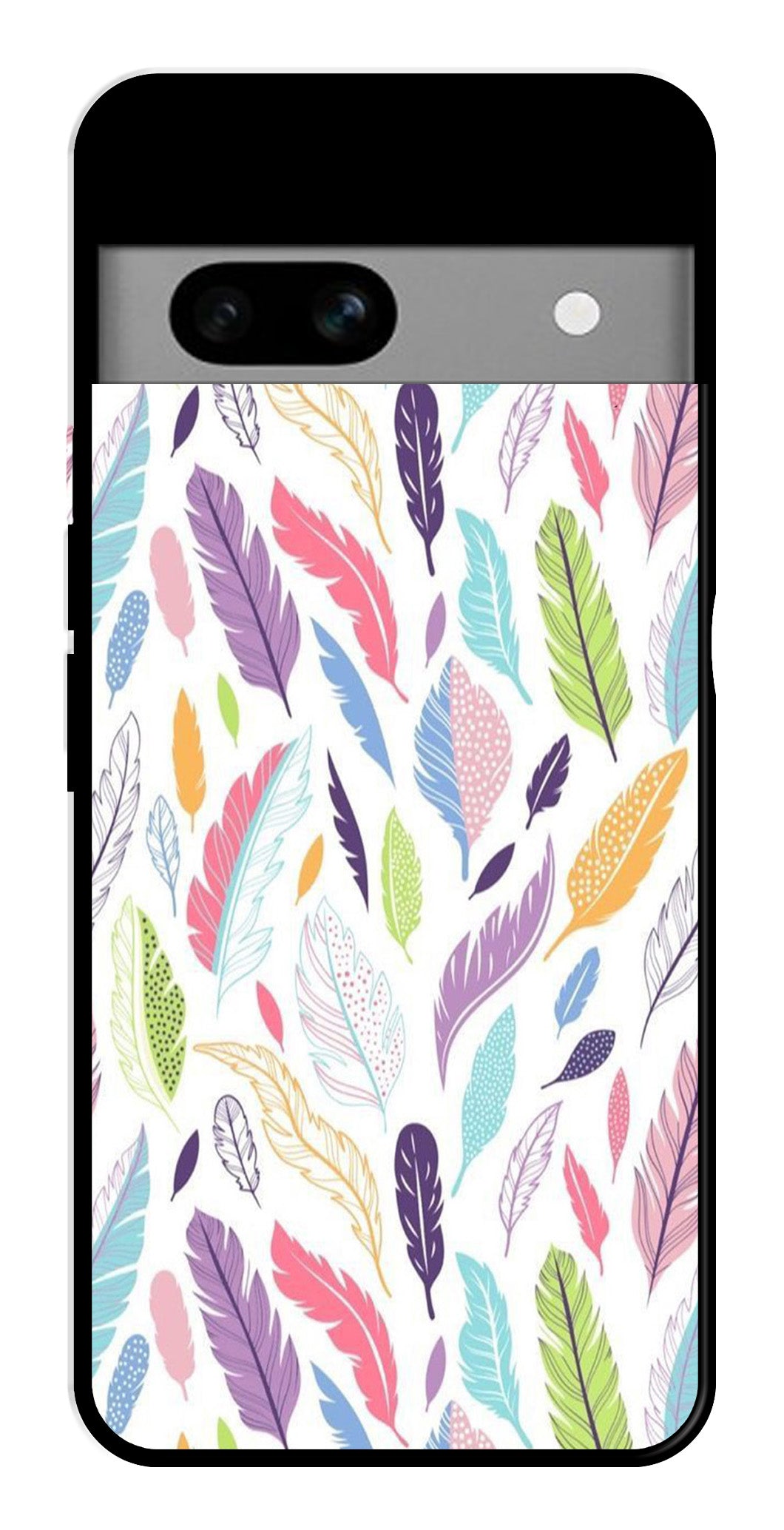 Colorful Feathers Metal Mobile Case for Google Pixel 6a Colorful Feathers Metal Mobile Case for Google Pixel 6a (Design No -06)